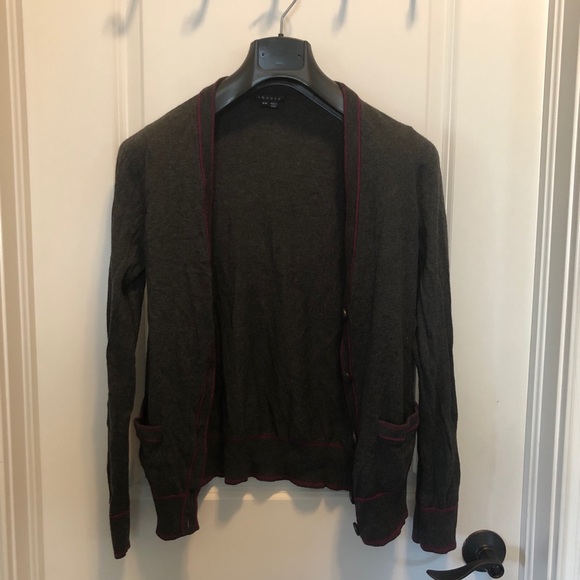 Great condition Theory gray sweater w/ purple - Picture 3 of 8